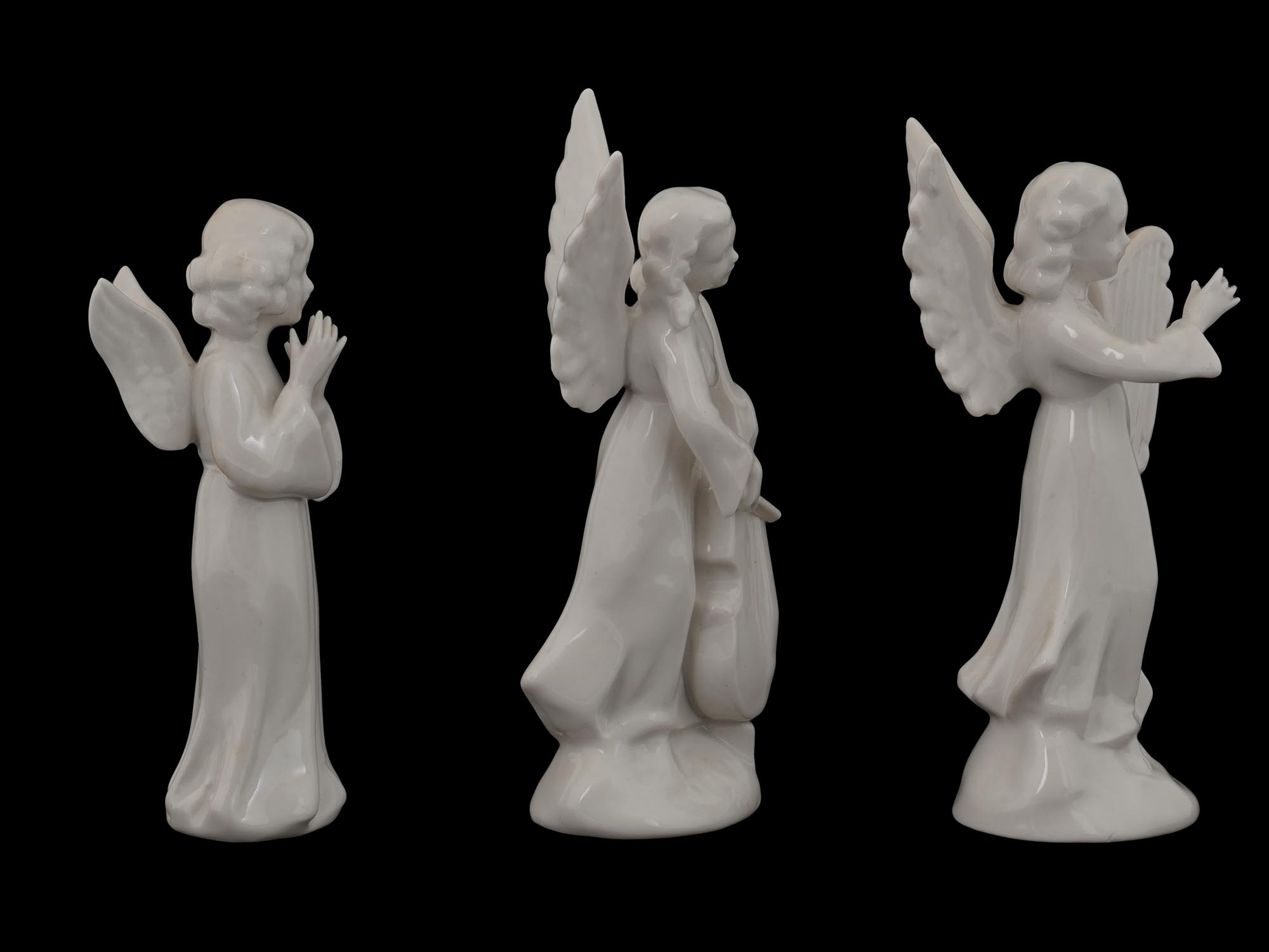 VINTAGE GERMAN WHITE PORCELAIN ANGEL FIGURINES PIC-3